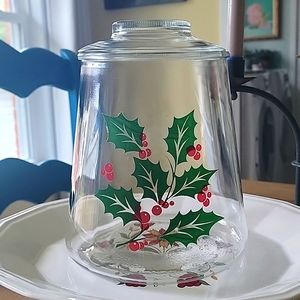Indiana Glass Holly Berry Cookie Jar With Lid